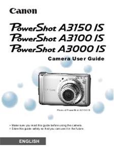 Canon PowerShot A3150 IS manual. Camera Instructions.